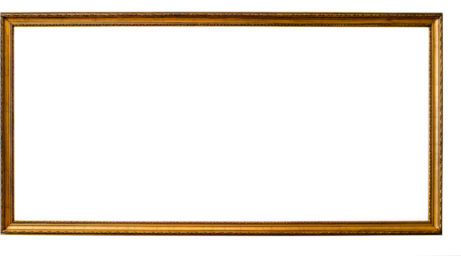 blank long narrow old golden picture frame cutout